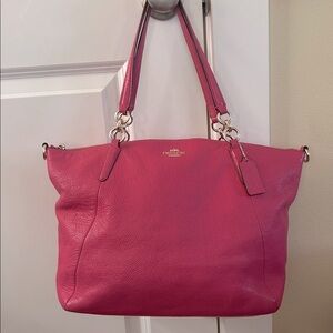 Coach Hot Pink Pebbled Leather Tote Bag